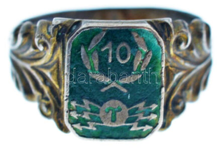 DN '10 év Híradós' zománcozott, jelzett Ag gyűrű (bruttó 7,95g) T:XF kopott zománc