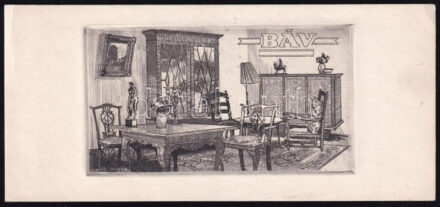 Jelzés nélkül: BÁV. Rézkarc, papír, 7x12 cm