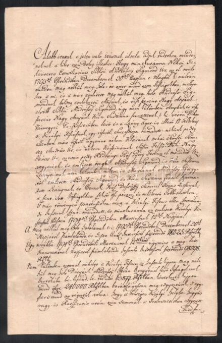 1794 Pest, nemes siklósi Andrássy Sigmom (Zsigmond) (1746-ban részesült nemesi előnév adományozásban; elhunyt 1793. december 30-án) leszármazottjai között köttetett örökösödési szerződés; lányai, Andrássy Krisztina és