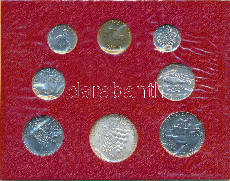 Vatikán 1976. 1L - 500L 'VI. Pál pápa' (8xklf) forgalmi szett díszkartonban T:UNC patina Vatican 1976. 1 Lire - 500 Lire 'Paul VI' (8xdiff) coin set C:UNC patina - Image 2