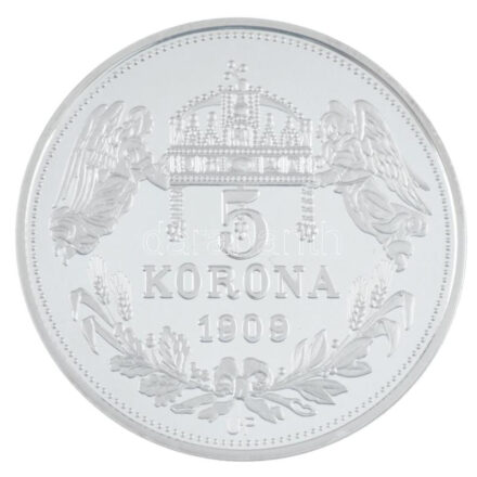 DN 'Királyi koronák - II. Lipót 1909. 5K' Ag emlékérem tanúsítvánnyal (20g/0.999/38,61mm) T:PP folt