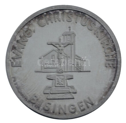 Németország 1993. 'Bisingen Evangélikus Templom / Faluház' Ag emlékérem dísztokban (11.13g/0,1000/30mm) T:PP felületi karc, ujjlenyomat Germany 1993. 'Bisingen Evangelische Christuskirche / Gemeindehaus Anbau' Ag medallion in case