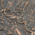 Bronz fali dísztányér pár csatajelenettel. Masszív bronz XIX. sz. d: 35 cm - Image 3