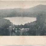 Tusnádfürdő, Baile Tusnad; Szent Anna tó. 2-részes kinyitható panorámalap, Brunner Lajos kiadása / lake. 2-tiled folding panoramacard (fa)
