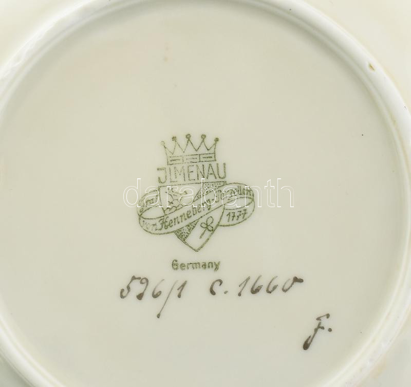 6 db Ilmenau porcelán tálka. Kézzel festett, jelzett, hibátlan. d: 13 cm - Image 2