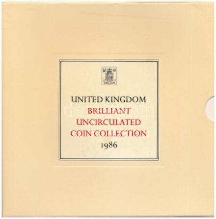 Nagy-Britannia 1986. 1p-2P (8xklf) forgalmi sor karton díszcsomagolásban T:BU a díszlap ragasztása elengedett Great Britain 1986. 1 Penny - 2 Pounds (8xdiff) coin set in cardboard case C:BU the gluing of the case is loosed