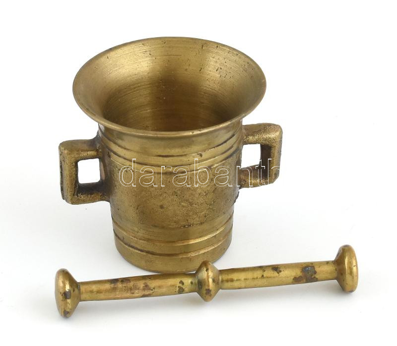 Mini réz mozsár törővel, m: 4,5 cm, h: 7 cm