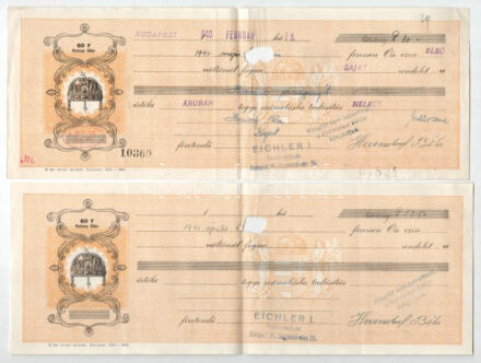 Budapest 1940. 5db, többnyire kitöltött váltó bélyegzésekkel, lyukasztással érvénytelenítve T:III