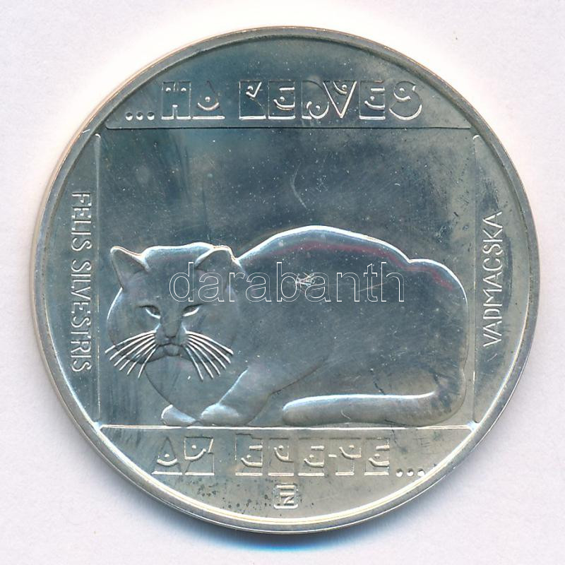 1985. 200Ft Ag 'Természetvédelem - Vadmacska' T:BU kis patina Adamo EM86