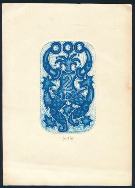 Feszt László, ifj. (1957- ): 2-es figura, 1999. Rézkarc, papír, jelzett, 11x7 cm
