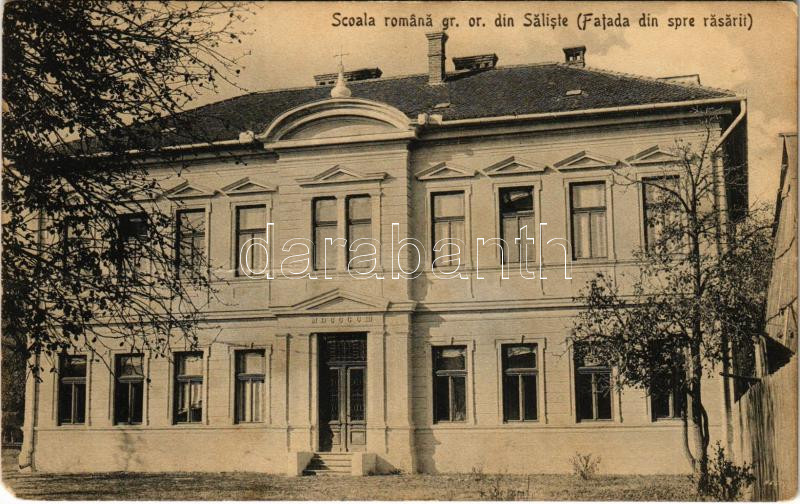Szelistye, Saliste; Scoala romana gr. or. (Fatada din spre rasarit) / Román ortodox iskola. Dumitru B. Comsa kiadása / Romanian Orthodox school (fa)