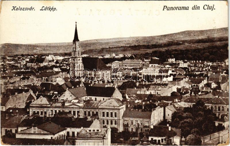 Kolozsvár, Cluj; látkép. Keszey Albert kiadása / Panorama / general view (kopott sarkak / worn corners)