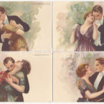 6 db RÉGI olasz művész képeslap T. Corbella szignóval: szerelmes párok / 6 pre-1945 Italian art postcards signed by T. Corbella : love couples, Anna e Gasparini