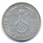 Német Harmadik Birodalom 1937A 2M Ag 'Hindenburg' T:XF,VF patina, kis ph German Third Empire 1937A 2 Reichsmark Ag 'Hindenburg' C:XF,VF patina, small edge error Krause KM#93 - Image 2