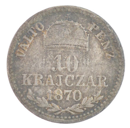 1870KB 10kr Ag 'Váltó Pénz' T:F patina Adamo M10.1