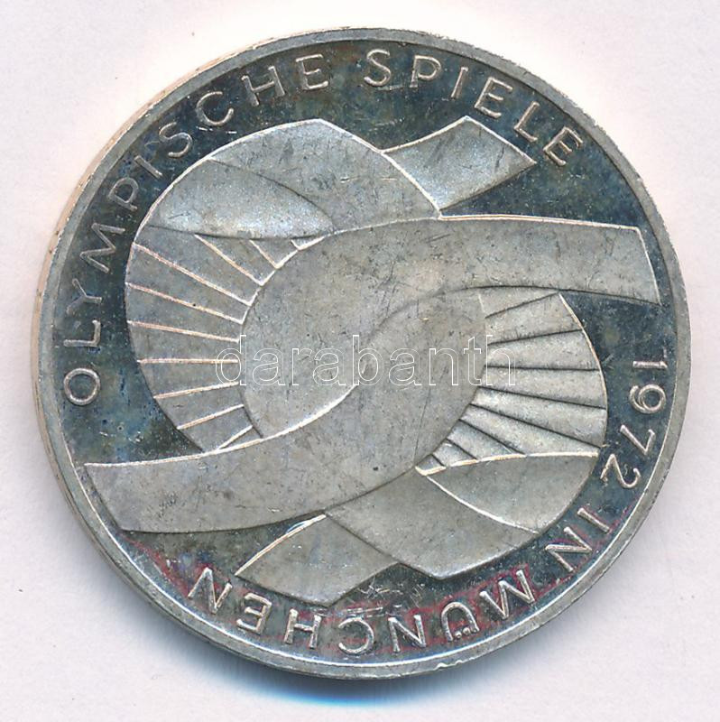 Német Szövetségi Köztársaság 1972D 10M Ag 'Olimpia-München / Csomó' T:XF,VF patina, karc, kis ph FRG 1972D 10 Mark Ag 'Olympic Games Munich / Knot' C:XF,VF patina, scratch, small edge error Krause KM# 131