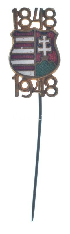 1948. '1848-1849-es forradalom és szabadságharc kirobbanásának 100. évfordulója' zománcozott bronz jelvény T:AU