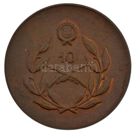 1983. 'Honvédelmi Érdemérem - 10 év után' bronz kitüntetés, aranyozás és fül nélkül, dísztokban (36mm) T:UNC,AU kis ph. NMK 657.var