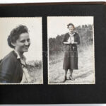 cca 1950 Családi fotóalbum, kb. 35 db beragasztott fotó, vegyes méretben, harántalakú, zsinórfűzéses albumban, 24x18 cm - Image 2