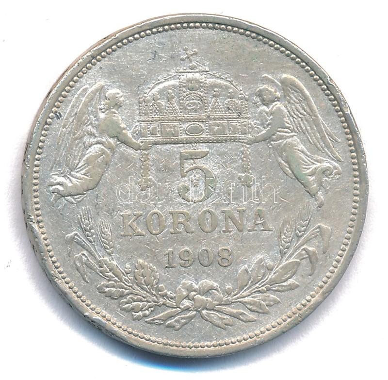 1908KB 5K Ag 'Ferenc József' T:VF patina, kis ph Adamo K7 - Image 2