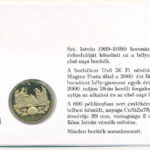 Magyarország 2000. 'Ezeréves Magyarország / Szent István' aranyozott alpakka emlékérem borítékban, első napi bélyegzővel és '73. Bélyegnap - Budapest' bélyeggel, '368'-as sorszámmal, magyar nyelvű leírással T:PP - Image 2