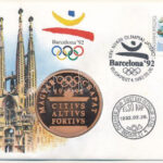 Magyarország 1992. Papp László (1947-) 'Barcelonai Olimpia- Magyar Csapat' bronz emlékérem érmés borítékban, bélyeggel, első napi és alkalmi bélyegzéssel (42,5mm) T:1