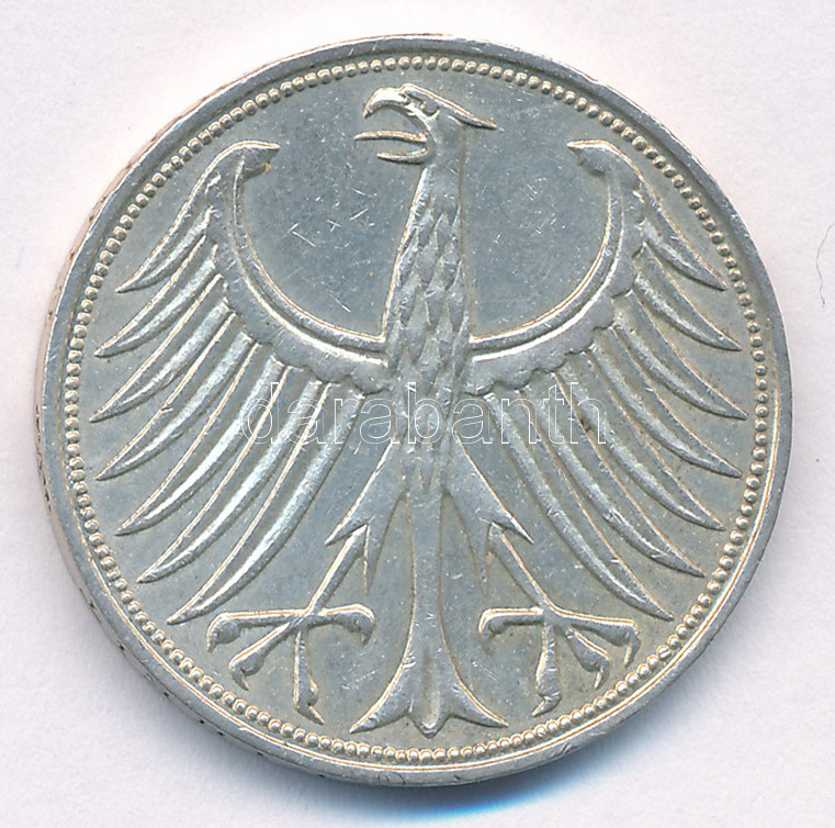 NSZK 1972J 5M Ag T:XF patina, ph FRG 1972J 5 Mark Ag C:XF patina, edge error Krause KM# 112.1 - Image 2