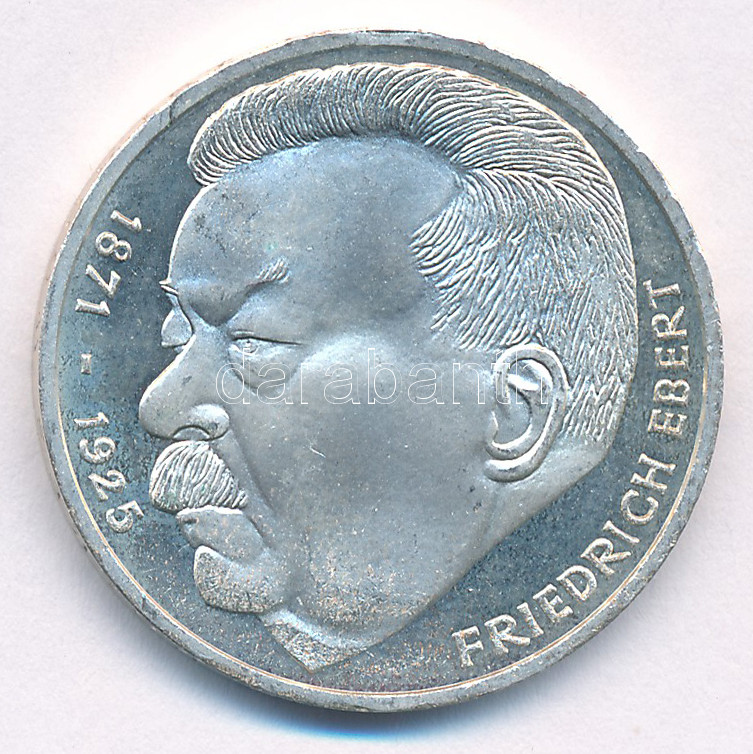 NSZK 1975J 5M Ag 'Friedrich Ebert' T:AU patina, kis ph FRG 1975J 5 Mark Ag 'Friedrich Ebert' C:AU patina, small edge error Krause KM#141
