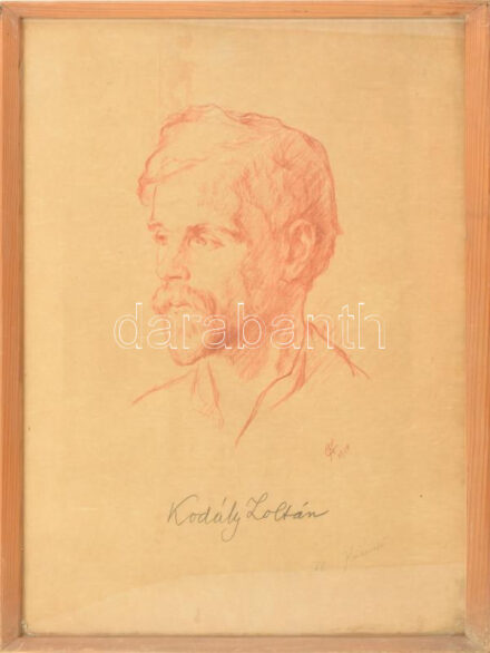 Kunwald Cézár (1870-1947). Kodály Zoltán arcképe, 1928. Litográfia, papír, jelzett. Üvegezett fakeretben. 59x43 cm