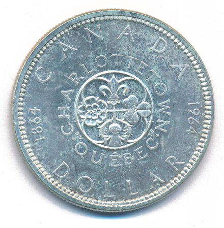 Kanada 1964. 1$ Ag 'Charlottetown' T:AU,XF Canada 1964. 1 Dollar Ag 'Québec - Charlottetown' C:AU,XF Krause KM#58