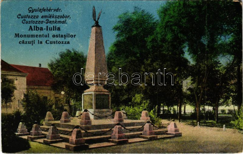 1923 Gyulafehérvár, Karlsburg, Alba Iulia; Custozza emlékszobor / Custozza-Denkmal / military monument (EK)