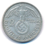 Német Harmadik Birodalom 1937D 5M Ag 'Hindenburg' T:XF patina German Third Reich 1937D 5 Reichsmark Ag 'Hindenburg' C:XF patina Krause KM#93 - Image 2