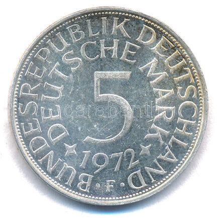 NSZK 1972F 5M Ag T:XF patina FRG 1972F 5 Mark Ag C:XF patina Krause KM# 112.1