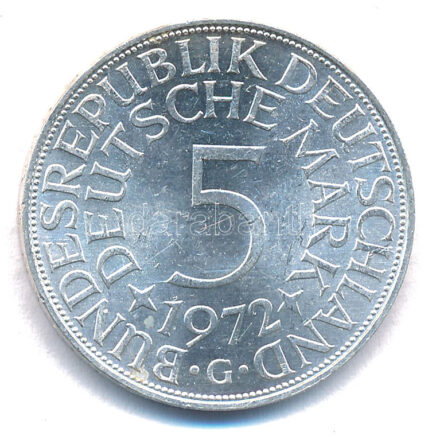 NSZK 1972G 5M Ag T:AU,XF patina FRG 1972G 5 Mark Ag C:AU,XF patina Krause KM#112.1