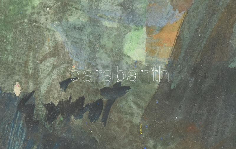 Ezüst György (1935-2017): Fehér ló. Olaj, farost, jelezve balra lent. Hátoldalán Ezüst György autográf ajándékozási soraival 1973-ból. Sérült. 40,5×49 cm - Image 2