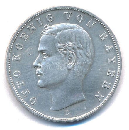 Német Államok / Bajorország 1909D 3M Ag 'Bajor Ottó' T:AU,XF German States / Bavaria 1909D 3 Mark Ag 'Otto Prince Regent Luitpold' C:AU,XF Krause KM#515