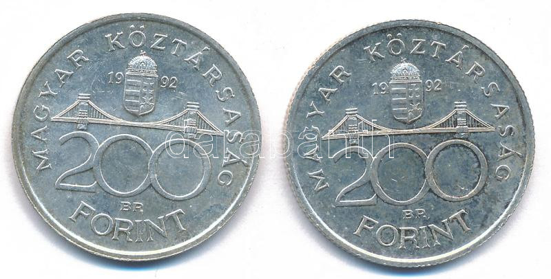 1992. 200Ft Ag 'MNB' (2x) T:AU,XF patina Adamo F13 - Image 2