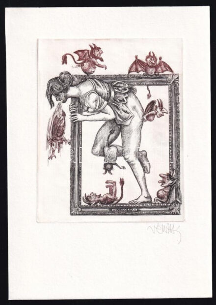 Vén Zoltán (1941-): (...) Magdolna. Rézkarc, papír, jelzett, 13x10 cm