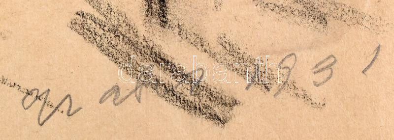 Gráber Margit (1896-1993): Aratás, 1931. Szén, papír, jelezve jobbra lent. Apró lapszéli szakadással. 23×41,5 cm. - Image 2