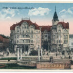 Nagyvárad, Oradea; Egyesülési tér, villamos, Fekete Sas szálloda / Piata Unirii / square, tram, hotel (EK)
