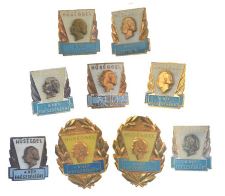 ~1980. 'Hűséggel a nép egészségéért' 4xklf fokozatú rátétes, zománcozott vagy műgyantás orvosi törzsgárda jelvény (összesen 9db) T:UNC-XF