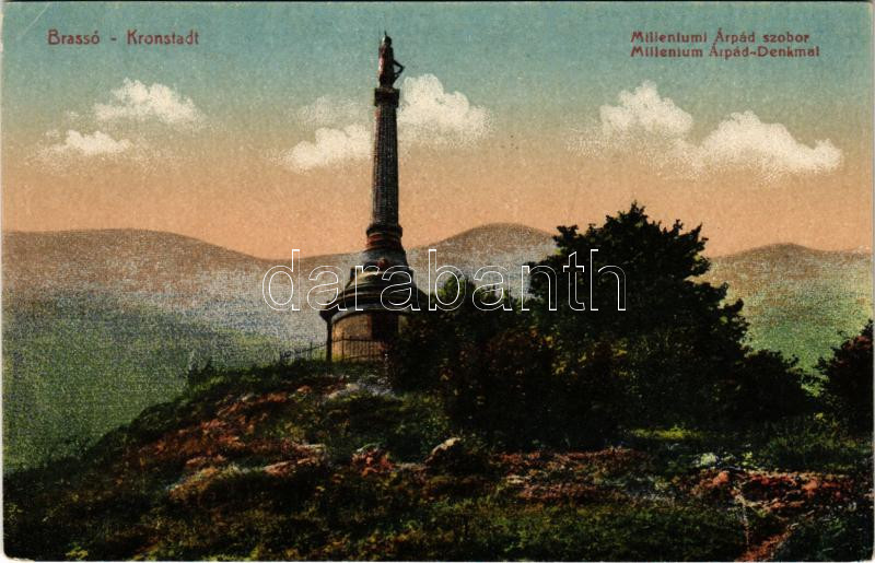 Brassó, Kronstadt, Brasov; Millenniumi Árpád szobor / Millennium Árpád-Denkmal / monument (EK)