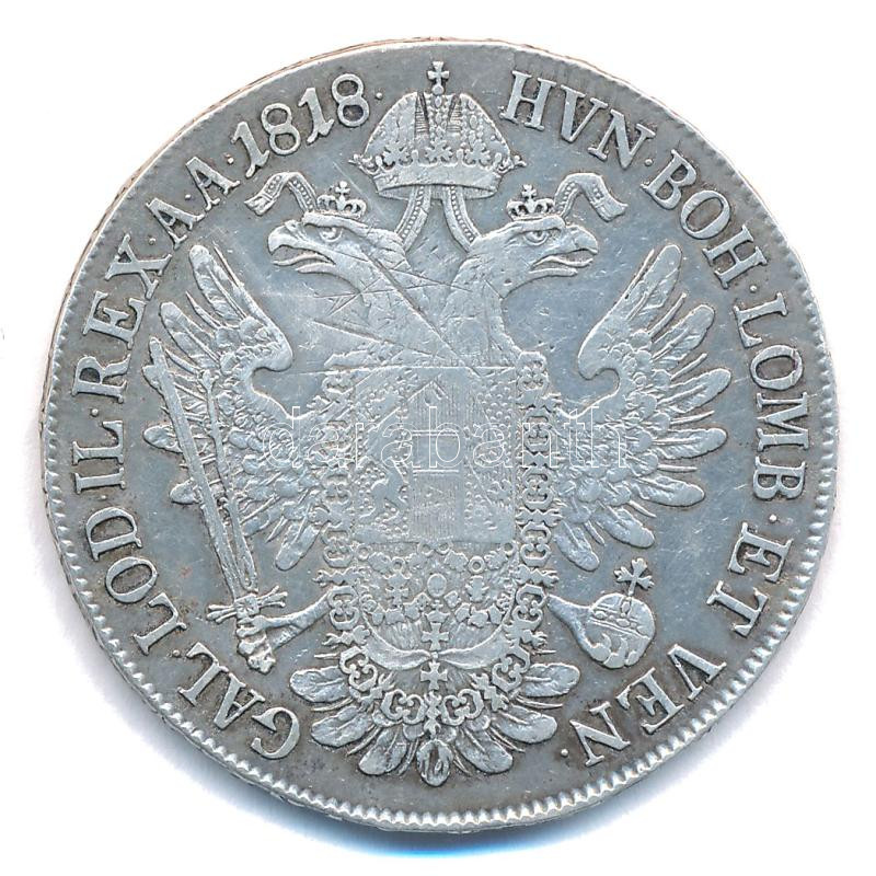 1818B Tallér Ag 'I. Ferenc' Körmöcbánya (27,96g) T:VF karc Hungary 1818B Thaler Ag 'Franz I' Kremnitz (27,96g) C:VF scratch Huszár: 1944., Unger III.: 1364.a - Image 2