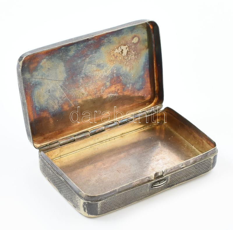 J. L. Hermann ezüstözött alpakka szelence. Jelzett 10x6 cm - Image 3