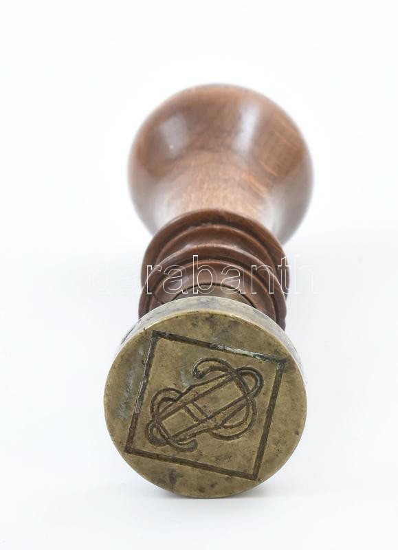 Pecsétnyomó réz, fa OS (Országh Sándor) monogrammal 12 cm - Image 2