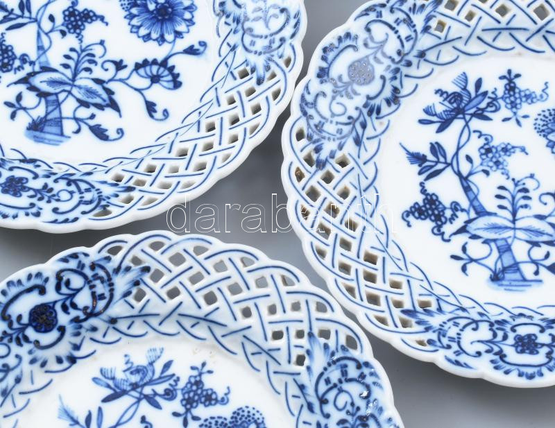 6 db Meisseni porcelán tányér. Máz alatti kék festéssel. Hibátlan d: 15 cm - Image 2