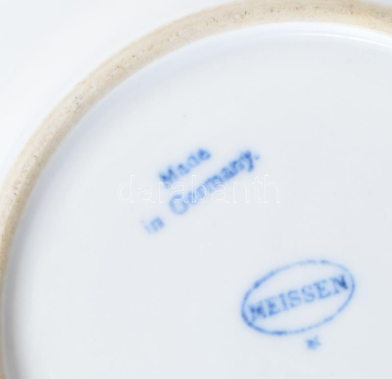 6 db Meisseni porcelán tányér. Máz alatti kék festéssel. Hibátlan d: 15 cm - Image 4
