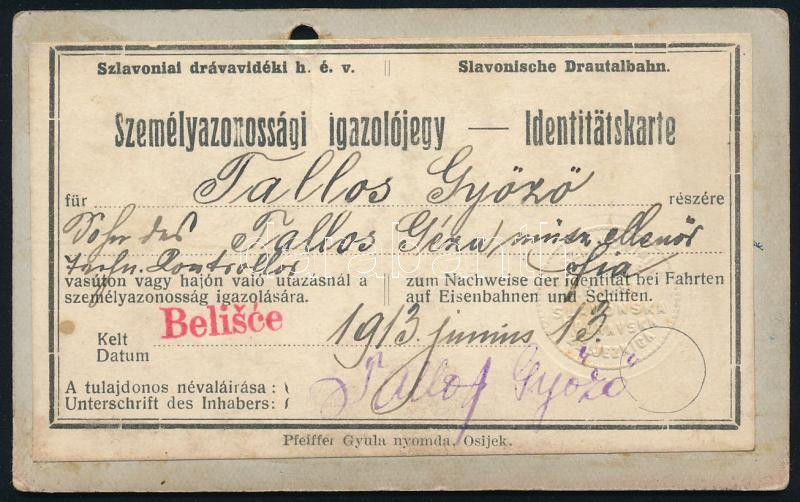 1913 Belisce, személyazonossági igazolójegy - Image 2