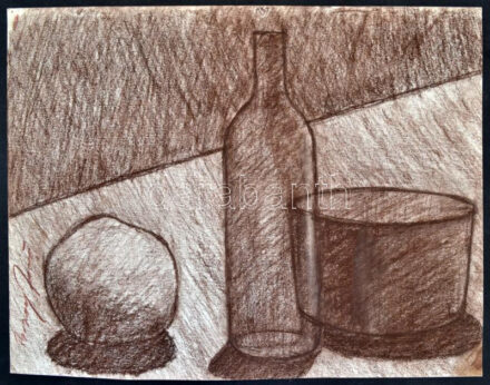 Barcsay jelzéssel: Csendélet. Kréta, papír, 29×38 cm