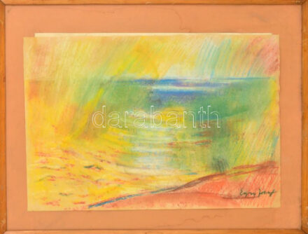 Egry jelzéssel: Vízpart. Pasztell, papír, foltos, üvegezett keretben, 30×44 cm
